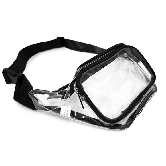 Men's Clear/ Transparent Belt Bag/ Waist Bag- Black Accents - Picture 5 of 9
